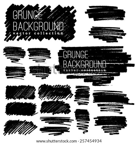marker stripes set. Set of four black grunge design elements Royalty-Free Stock Photo #257454934