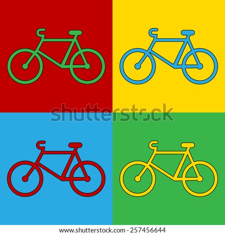 Pop art bike symbol icons. Vector illustration.