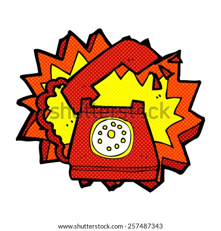 retro comic book style cartoon ringing telephone