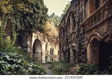 The ruins of an ancient fort Royalty-Free Stock Photo #257494309