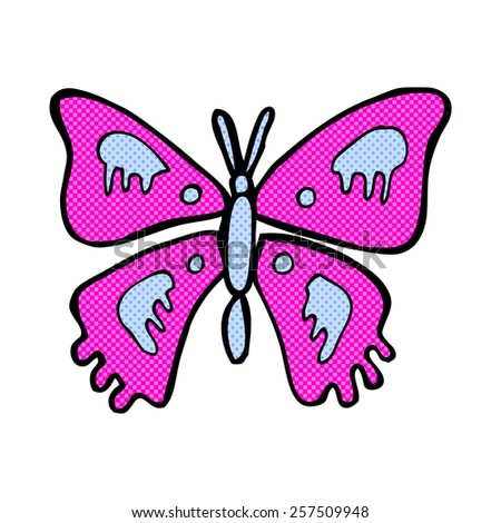 retro comic book style cartoon butterfly