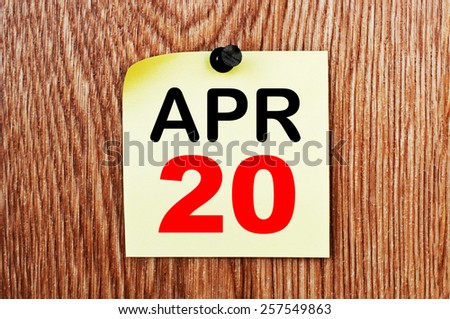 April 20 Calendar. Part of a set
