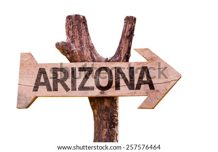 Arizona wooden sign isolated on white background
