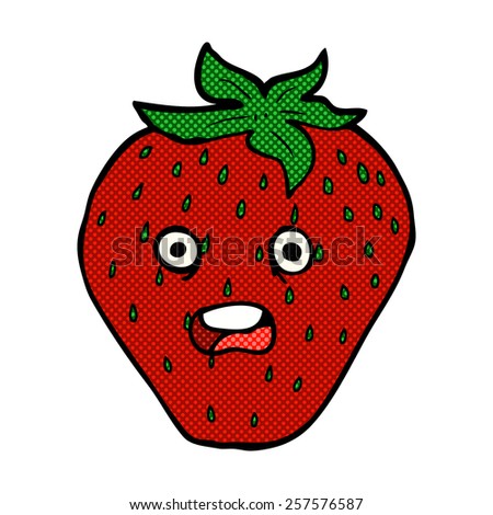 retro comic book style cartoon strawberry