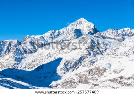Weisshorn (white peak) in the Pennine Alps, in Switzerland.