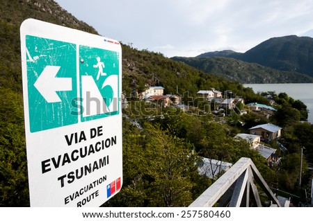 Tsunami Sign - Caleta Tortel - Chile