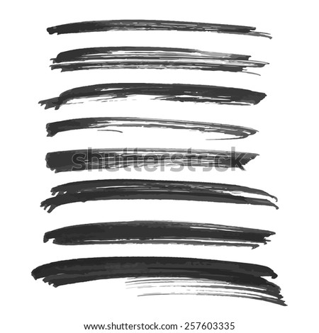 Realistic abstract black long strokes set