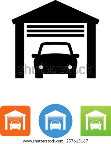 Car parked in garage icon