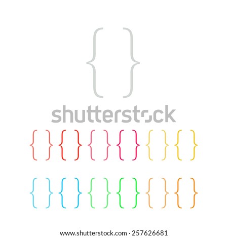 Set of curly bracket icons. Vector. Royalty-Free Stock Photo #257626681