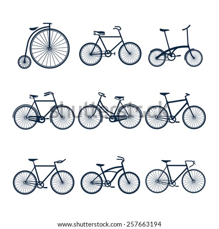 silhouette of Bicycles icon set vector illustration