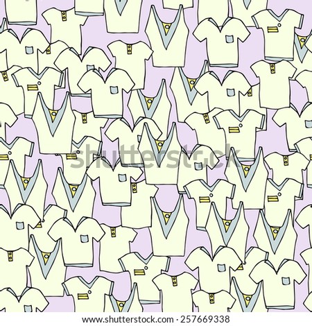 Children's T-shirts seamless vector pattern in doodle style.
