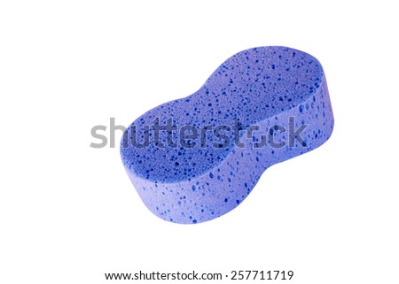 Purple sponge isolated on white background,Close up Royalty-Free Stock Photo #257711719