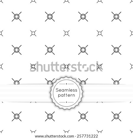 Vector seamless pattern with vintage old banner and ribbon. Repeating geometric shapes, diagonal dotted line, polka dot, circle