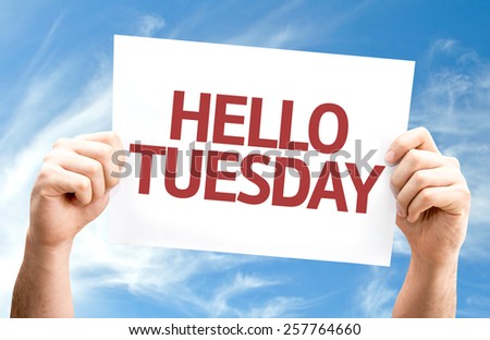 Hello Tuesday card with sky background