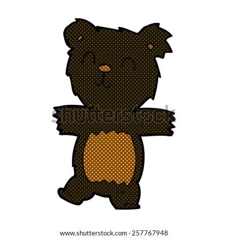 retro comic book style cartoon cute black bear cub