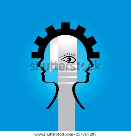 creative vision idea human head with gear