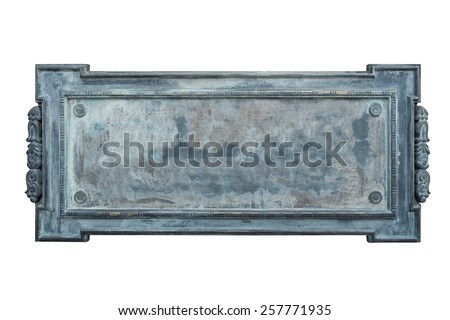 isolated stone inscription plate on white background