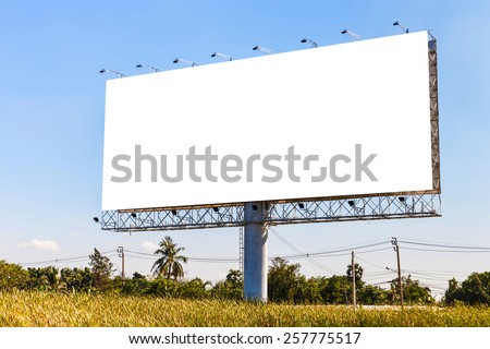 Blank billboard on blue sky ready for new advertisement