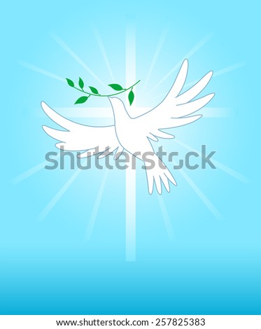 Peace dove on the cross background. Raster version.  