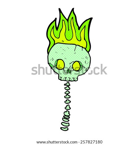 retro comic book style cartoon spooky skull and spine