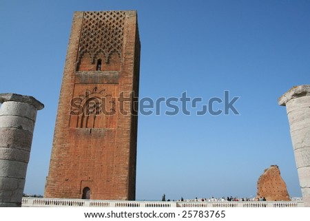 Morocco,Rabat. The Hassan Tower opposite the Mausoleum of King Mohamed V.