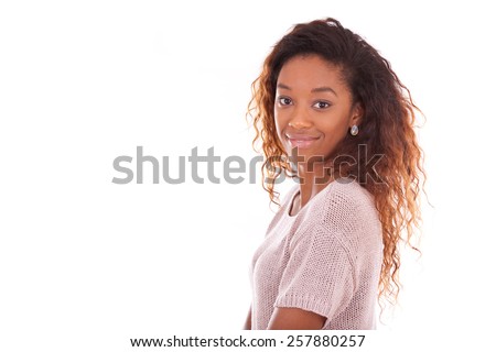 Happy young african american isolated on white background