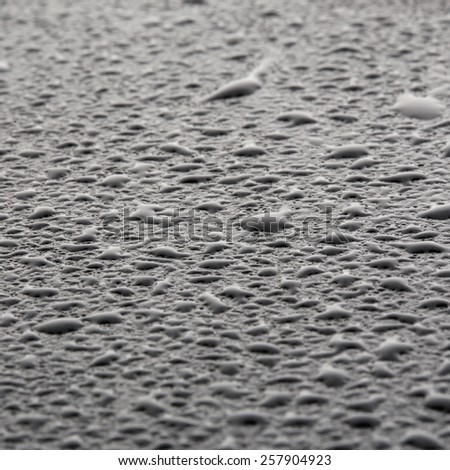 macro texture water drops on glass, black-white studio