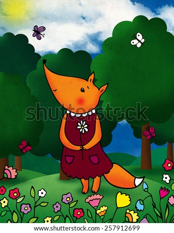 cute fox, Beautiful greeting card