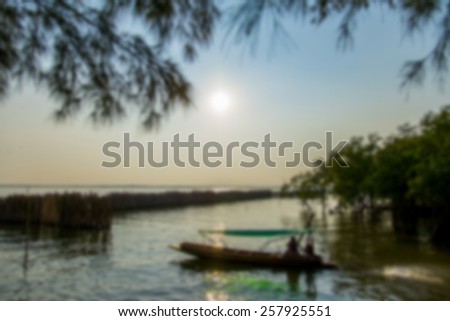 Motor boat in the sea in Blur style