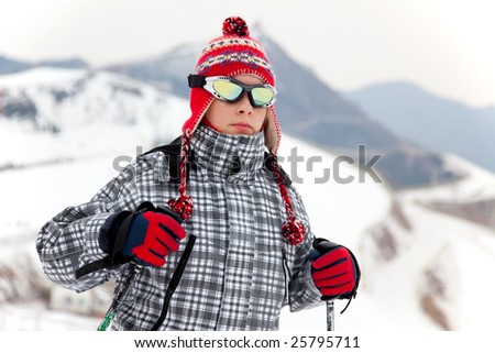 cheerful skier