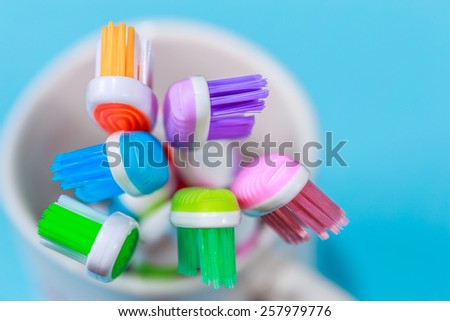 close up shot of toothbrush / toothbrush  Royalty-Free Stock Photo #257979776