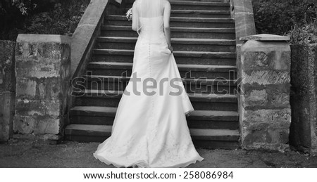 Beautiful bride. Wedding picture in black and white. 