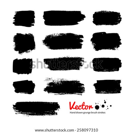Black grunge hand drawn banners. Vector set. Royalty-Free Stock Photo #258097310