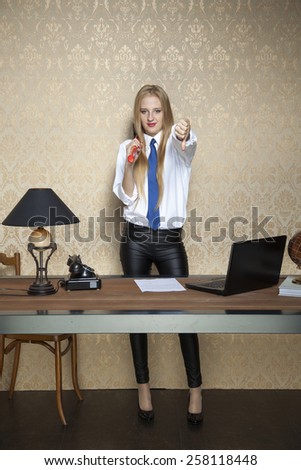 businesswoman shows thumb down