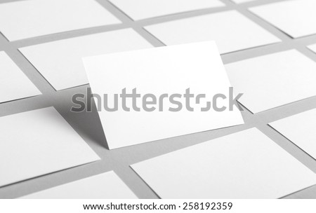 Photo of business cards. Mock-up for branding identity. For graphic designers presentations and portfolios Royalty-Free Stock Photo #258192359