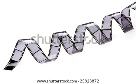 a piece of film rolled on a white background