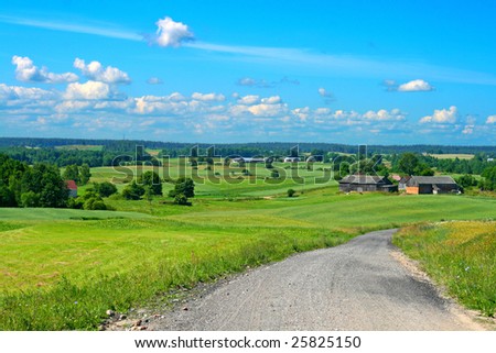 Beautiful summer polish landscape with rural road
