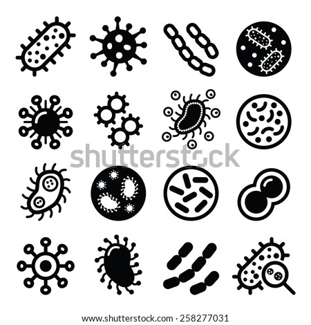 Bacteria, superbug, virus icons set  Royalty-Free Stock Photo #258277031