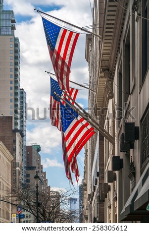 American flags in New York City.