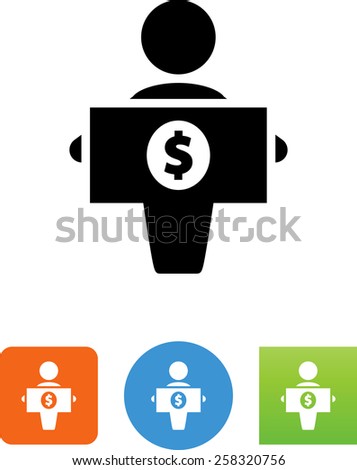 Person holding a dollar bill icon