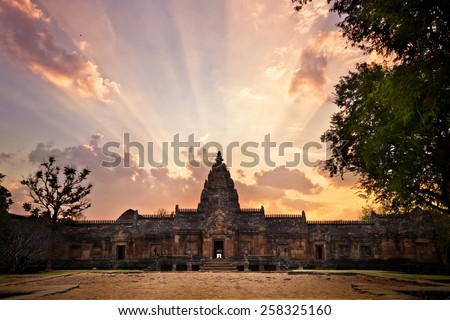 A castle built on three thousand years, Khao Phanom Rung castle rock.In Thailand. Royalty-Free Stock Photo #258325160