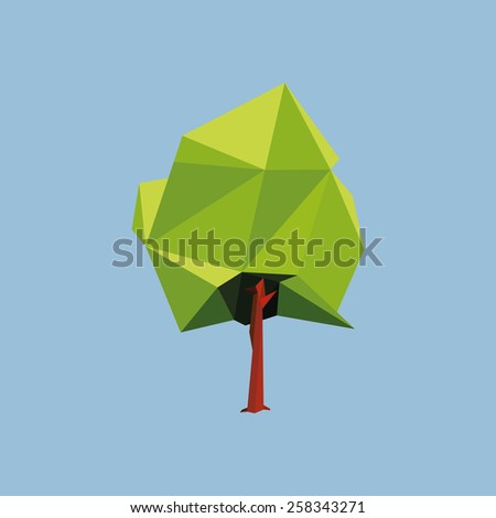 an isolated geometric tree on a blue background