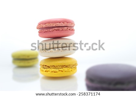 Colorful French Macaron on the white background