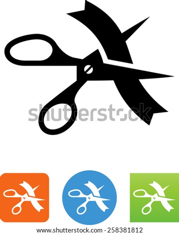Ribbon cut with scissors icon
