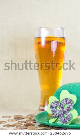 St Patrick's Day green hat with beer