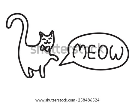 Cat with text meow bubble clear vector 
