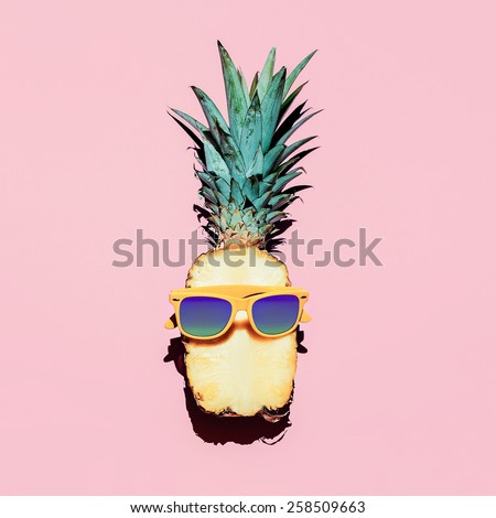Hipster Pineapple Fashion Accessories and Fruits. Vanilla style.