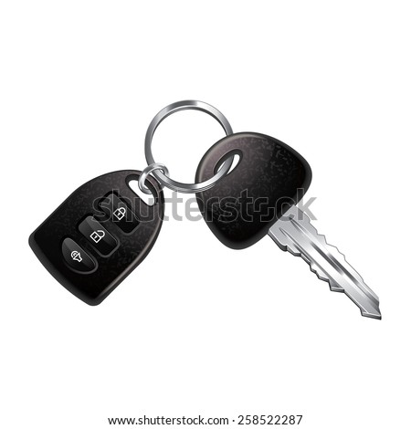 Car keys isolated on white photo-realistic vector illustration