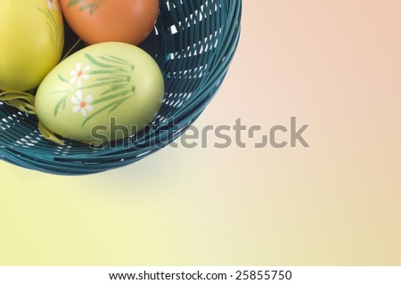 Easter eggs in a basket. Place for Your text.