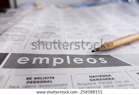 Employment section of a Spanish language newspaper                                Royalty-Free Stock Photo #258588155